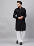 Men's Black Cotton Blend Pathani Suit Set